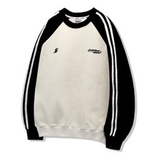 OCELOT [기모출시] A1 시즌 로고 배색 래글런 맨투맨 크림블랙 278606