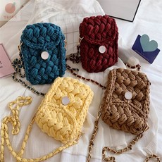 핸드폰 가방만들기 세트 손뜨개 코바늘뜨기 뜨개질, 2코바늘폰가방-핑크