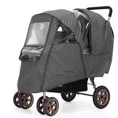 쌍둥이 유모차 방한 커버 방풍 커버 사계절, 그레이