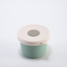 食品級硅膠保鮮盒，冰箱收納、微波爐加熱、密封午餐便當盒，多功能保鮮盒, 1個, 圓形白蓋綠色