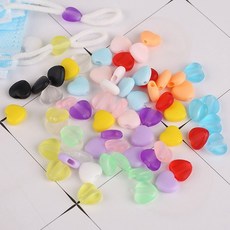 마스크 끈 조절 스토퍼 10개 줄이기 스트랩 고정 귀 편안한 하트, 1개, 5-하트-투명레드10p