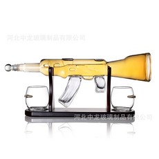 高硼硅玻璃酒瓶套裝 槍型木架酒具 簡約風紅酒杯 微醺禮盒, 透明, 1個