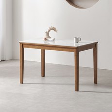 라로퍼니처 모카 1200 포세린 통 세라믹 4인 고무나무 원목 식탁 세트 화이트 그레이 상판, 식탁_단품, 유광 화이트