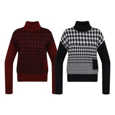 JDX JDX 여성 워셔블 체크 루즈핏 하이넥 풀오버 2종택1