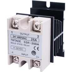 TWTADE SSR25 DA 25A DC 332V에서 AC 24480V 솔리드 스테이트 릴레이 + 히트 싱크, DC to AC 25A