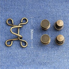 5SET 조정 가능한 금속 버클 바느질없는 허리 스냅 버튼 바지 의류 분리형 DIY 패스너, 2 set, Large Bronze 27mm