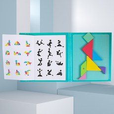 幼兒拼圖 認知拼圖 七巧板 立體拼圖 木製玩具 俄羅斯方塊積木 XO棋 配對 數學教具 BSMI：D74979, 馬卡龍色磁性七巧板, 1個