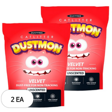더스트몬 벤토나이트 벨벳 고양이모래, 7kg, 2개, 무향