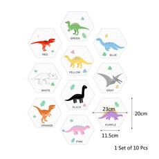 funlife 防滑卡通恐龍牆貼地板貼 (1套10片裝) 兒童房臥室浴室裝飾