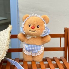 網紅奶油小熊毛絨玩具可愛牛仔衣泰迪熊公仔八寸夾娃娃機娃娃批發, 1個, 歐貂勞動小萌熊24cm:24cm