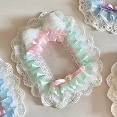 레이스 화이트 블랙 활 카드 탑로더 케이팝 포토카드 거치대 수제, green pink