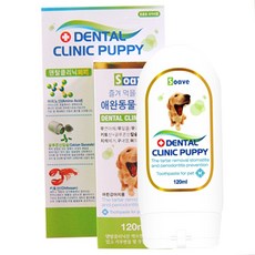 강아지 치약 국내산 덴탈 클리닉 반려견 양치 복숭아향 입냄새 제거 치석 제거 구강관리, 5개, 120ml