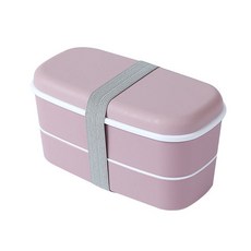 2단 도시락통 직장인 런치박스 전자레인지 500ml, 핑크색, 1개