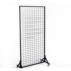 철망 파티션 공간분리 가림막 타공판 진열 철제 전시대, 바닥형 180 블랙 80 바퀴 포함 20개