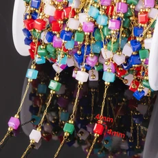 DIY 목걸이 팔찌 쥬얼리 만들기 용품 액세서리 Materia Crafts에 대한 1 미터 스테인레스 스틸 큐브 스퀘어, 01 Colorful