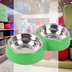 강아지 원형 2구 식기 색상랜덤 고양이 밥그릇 보울 급식테이블 냥이 댕댕이