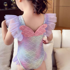 女童連體泳衣 兒童美人魚公主泳裝