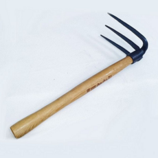 나무 자루 쇠스랑 일구는 수작업 농업용 3발 쇠스랑 괭이 텃밭 농기구