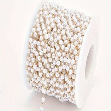 4mm 39.37 인치 Diy 인공 진주 구리 도금 체인 수제 진주 체인 골동품 스타일 헤어 클립 술 소나무 체인, 금, 1개