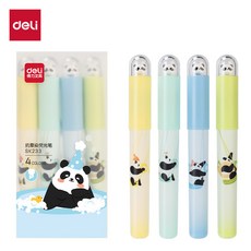荧光笔学生划重点标记用抗晕染记号笔趣味躲猫猫笔, 1個裝, SK233熊猫抗晕染荧光笔(混)(4支/盒):如图