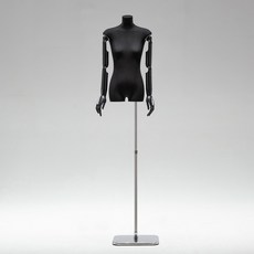 黑色扁身模特道具平胸韓版半身櫥窗陳列女裝服裝店模特展示架全身櫥窗模特兒 擺攤人檯模特兒 人形模特兒, 黑扁身/鏡面加厚方板/黑色手