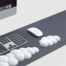 記憶棉皮質硅膠滑鼠墊，滑鼠手托墊，減壓鍵盤墊，可愛雲朵造型，大號桌面辦公防滑護腕，舒適減壓，呵護手腕健康, 白,大雲朵, 1個