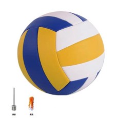5號排球 學生訓練比賽用球 軟式排球, 1個, 經典黃白藍+打氣筒+球針+網兜