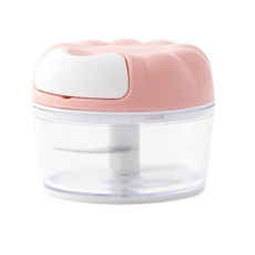 手拉式食物料理器迷你切蒜器：蒜泥神器，手動碎菜器，絞肉機，輕鬆料理, 粉色, 1個