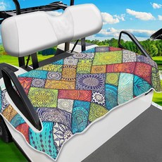 ENYORSE 골프 카트 시트 커버 - 에스닉 스타일 타월 담요 2/4인승용 부드럽고 통기성이 좋은 극세사 좌석을 시원하고 편안하게 유지 129.5cm x 78.7cm5, 만다라 라이트 옐로우 그린