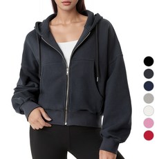 [GIVON] 기본 여성용 5color 프렌치테리 쭈리 스웨트 오버사이즈 루즈핏 크롭 후드집업 / DCF307