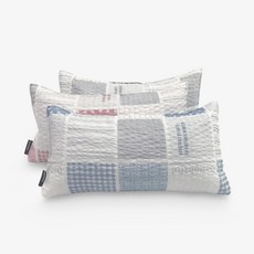 베고자니 1+1 시어서커 돛단배 편백메밀 베개_20x50, 체스 블루+핑크
