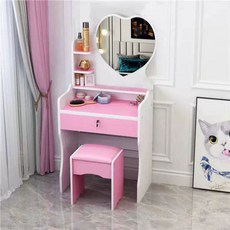 화이트화장대 북유럽 엔틱 앤틱 화장대 빈티지, I. 60cm 핑크 하트+의자