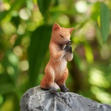 합장 동물 피규어 장식 소품 불교 인형 굿즈, 여우, 1개