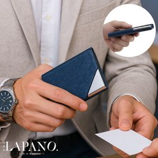 [얇고 가벼운]라파노 자석형 남녀공용 고급 메탈 명함 지갑, 1개, 딥 네이비