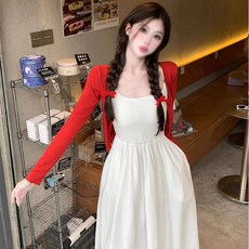 여성 원피스 롱 나시 원피스+가디건 투피스 빅사이즈 심플 루즈핏 바캉스 원피스 26호 PL260201