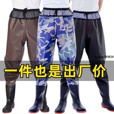 齊腰下水褲釣捕魚雨褲防水男加厚連體雨鞋半身超輕水褲子皮叉耐磨, 經典黑色85絲腰叉,40