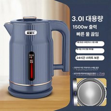 스텐 전기포트 대용량 3L 전기 주전자 휴대용 여행용 포트기, [스트라이프] 3L 그래파이트 보온, 기본 색상