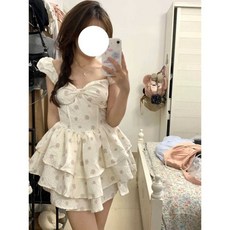 純欲初戀連衣裙 少女公主蓬蓬裙 收腰顯瘦森系甜美夏季裙裝