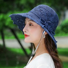 투니스 여성 펀칭 프릴 챙모자, 네이비