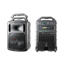 MIPRO MA-708 豪華型無線擴音機，無線傳輸，清晰洪亮，多功能音源輸入，輕巧便攜, 黑色, 1套, MA-708主機+Type-C充電無線發射器*2+領夾式麥克風*2