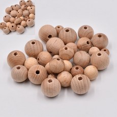 육땨 우든볼 공예재료 나무구 세공용 수작업 부자재 목공용 우드구슬 구슬비즈 나무구슬비즈, [12mm]  백개입*1봉