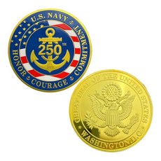기념주화 미 해군 250주년 기념 챌린지 코인 1775 2025 군사 기념품 명예 용기 헌신 상징, 1PC