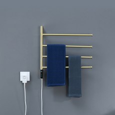 회전식 욕실 전기 가열 탄소 섬유 타월 레일 워머 디지털 디스플레이 온도 시간 제어 스마트 홈 바 건조기, CN, 220V, Brushed Gold