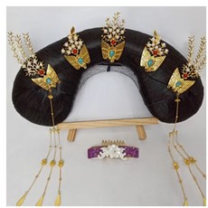 清朝假髮頭飾套裝 後宮皇后延禧攻略富察皇后秦嵐假髮頭套飾品, 1個, 假髮加頭飾