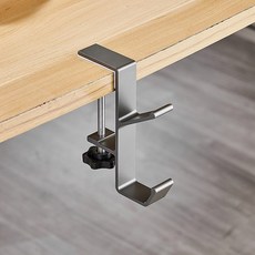 2pc 조정 가능한 데스크 엣지 홀더 행거 보관 걸이 배낭 펀치없는 주최자 게임용, 1pc, A GRAY