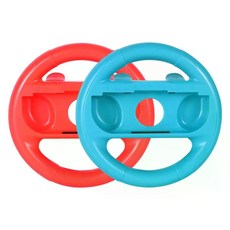 닌텐도 핸들 스위치 호환 마리오 카트 레이싱 스티어링 휠 컨트롤러 OLED 2개 세트, Red and blue