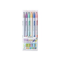 12pcs 양면 매직 컬러 변경 형광펜 세트 학생 일기 스크랩북 그림 DIY 만들기 교실 및 사무실 S, [02] 6pcs-STYL, 1개