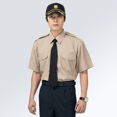 경비복 베이지 경비 와이셔츠 반소매 반팔 경비셔츠 유앤미 단체복 HR-306-3