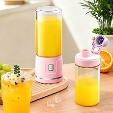 Detao 휴대용 무선 믹서기 소형 텀블러 믹서기 멀티블랜더 가정용 과일 블렌더 원터치 Type-c 충전, 핑크