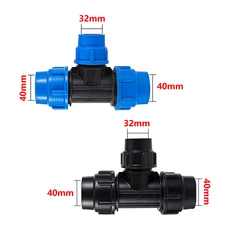 20/25/32/40/50mm PE 파이프 티 감속기 호스 커넥터 맞춤 정원 관개 피팅 플라스틱 분배기, 01 Blue, 07 40 x 32 x 40